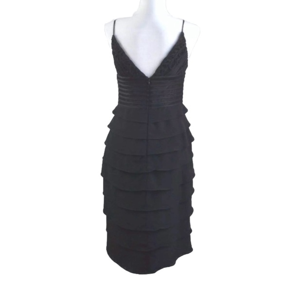 New Vintage Cache Y2K Asymmetric Ruffle Chiffon Ruched Illusion Dress 12 Ribbon - Picture 3 of 16